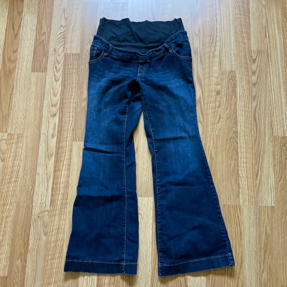 Dark wash flare maternity jeans